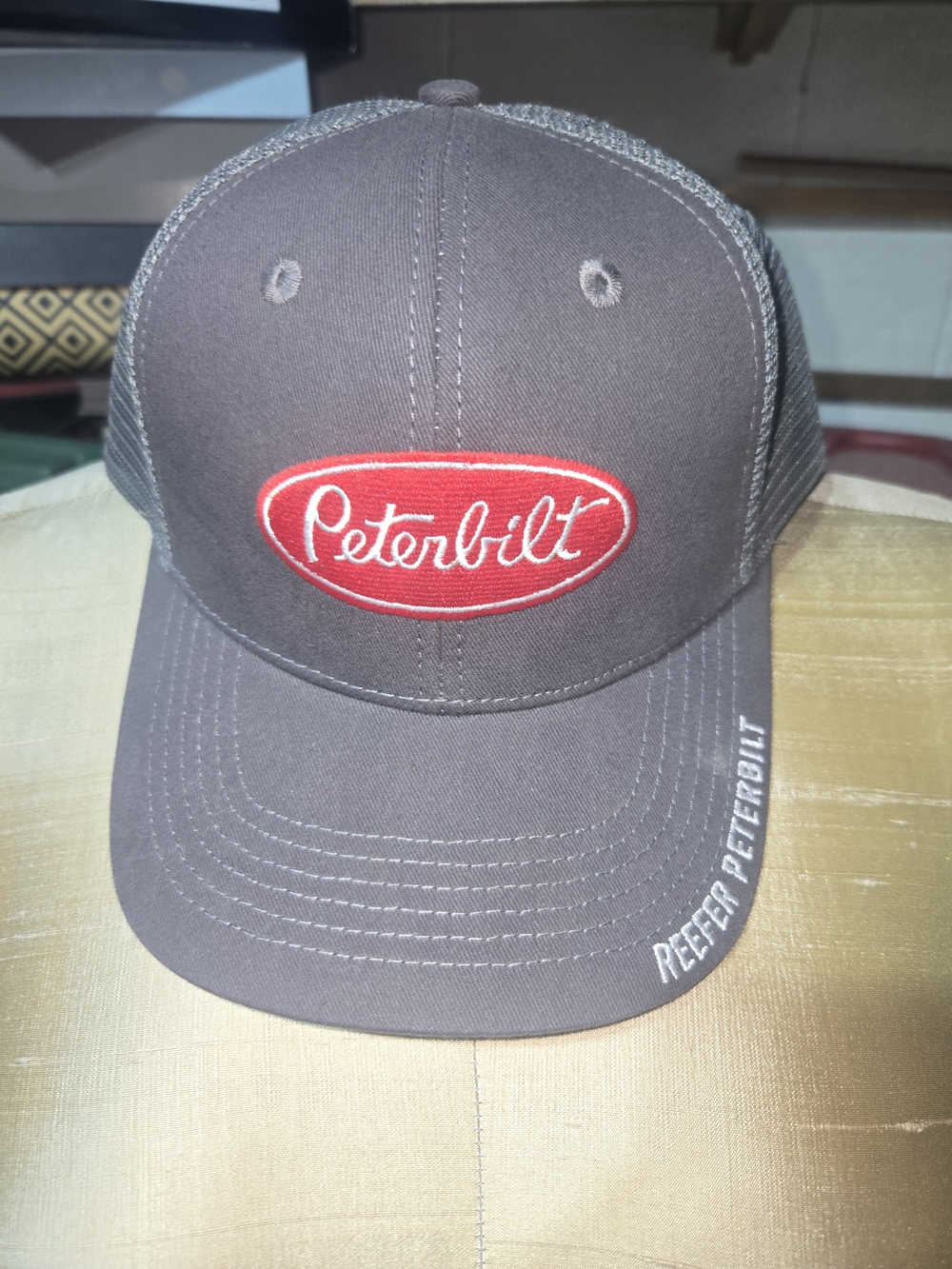 Peterbilt Men's Gray Trucker Hat with Red Logo